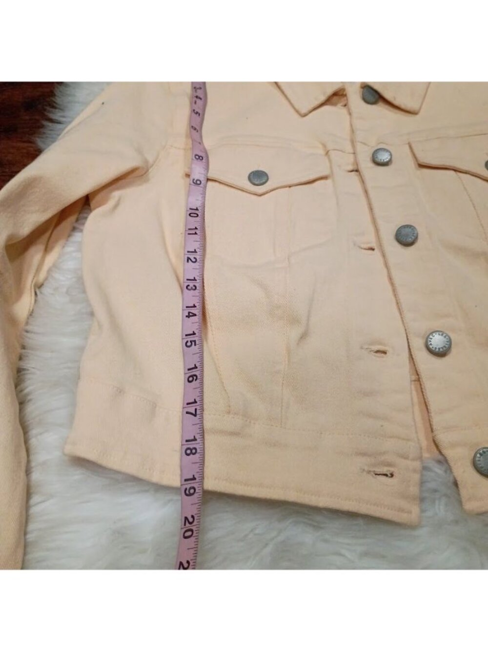 Avec Les Filles Light Peach Denim Jacket Size 10 Cropped Fit - Picture 10 of 13